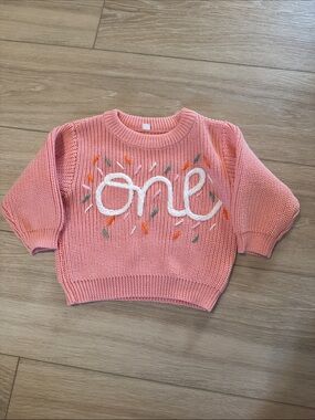Amazon Pink Knit 'One' Sweater